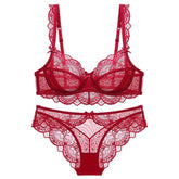Floral Sheer See Through Bra And Panty Sets Plus Size - Okay Trendy